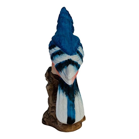 Blue Jay Figurine On Tree Stump VTG Hand Painted Porcelain Decorative Home Decor - Picture 2 of 14